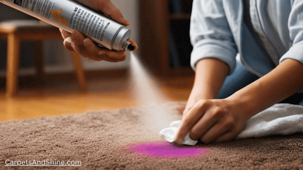 hair spray applying to remove ink stain from carpet